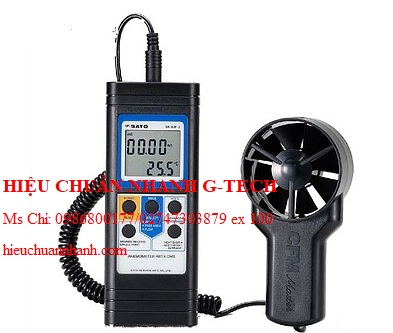 Hiệu chuẩn máy đo gió dạng cánh quạt skSATO SK-93F-II (0.7~25m/s;0.01~99.00m3/s). Hiệu chuẩn nhanh G-tech
